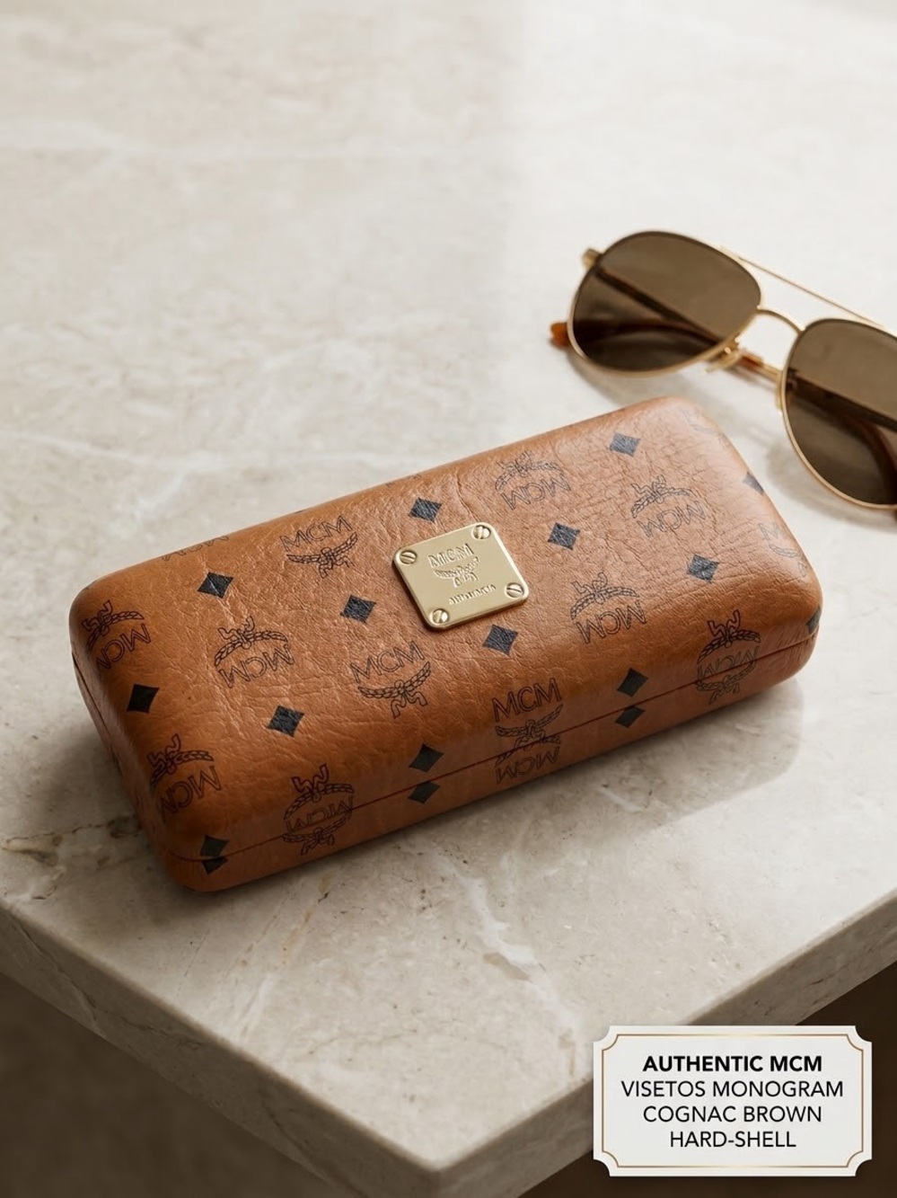MCM Visetos Monogram Cognac Brown     Hard-Shell Eyewear Case